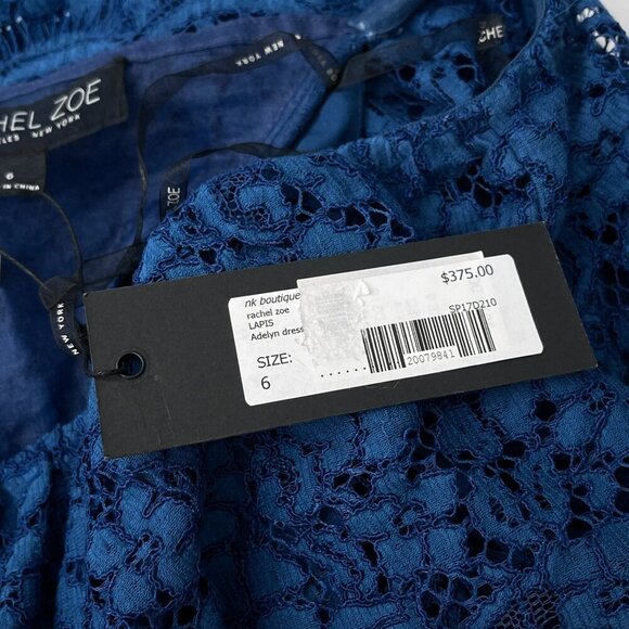 NWT Rachel Zoe Off-Shoulder Blue Lace Adelyn Mini Dress Zip Back Women's 6 - Picture 8 of 13